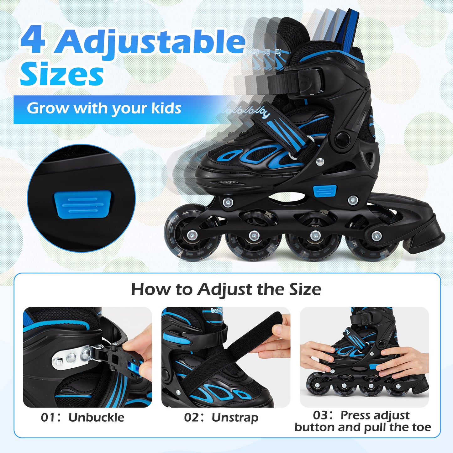 Adjustable Kids' Incline Skates for Boys Girls Ages 5-14, Blue Toy Sports at Gallery Canada