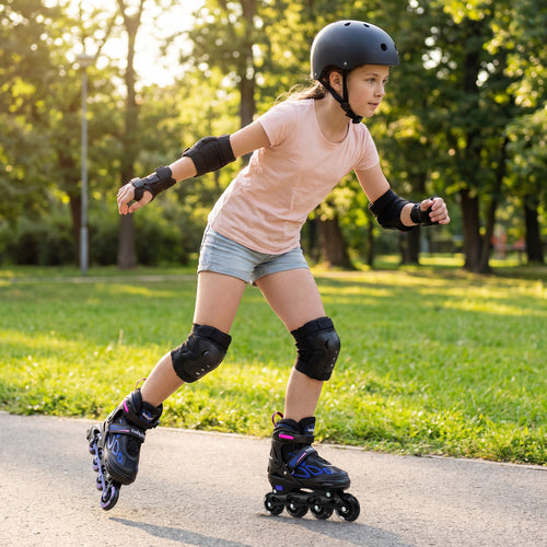 Adjustable Kids' Incline Skates 4 Sizes Adjustable Blade Roller, Purple