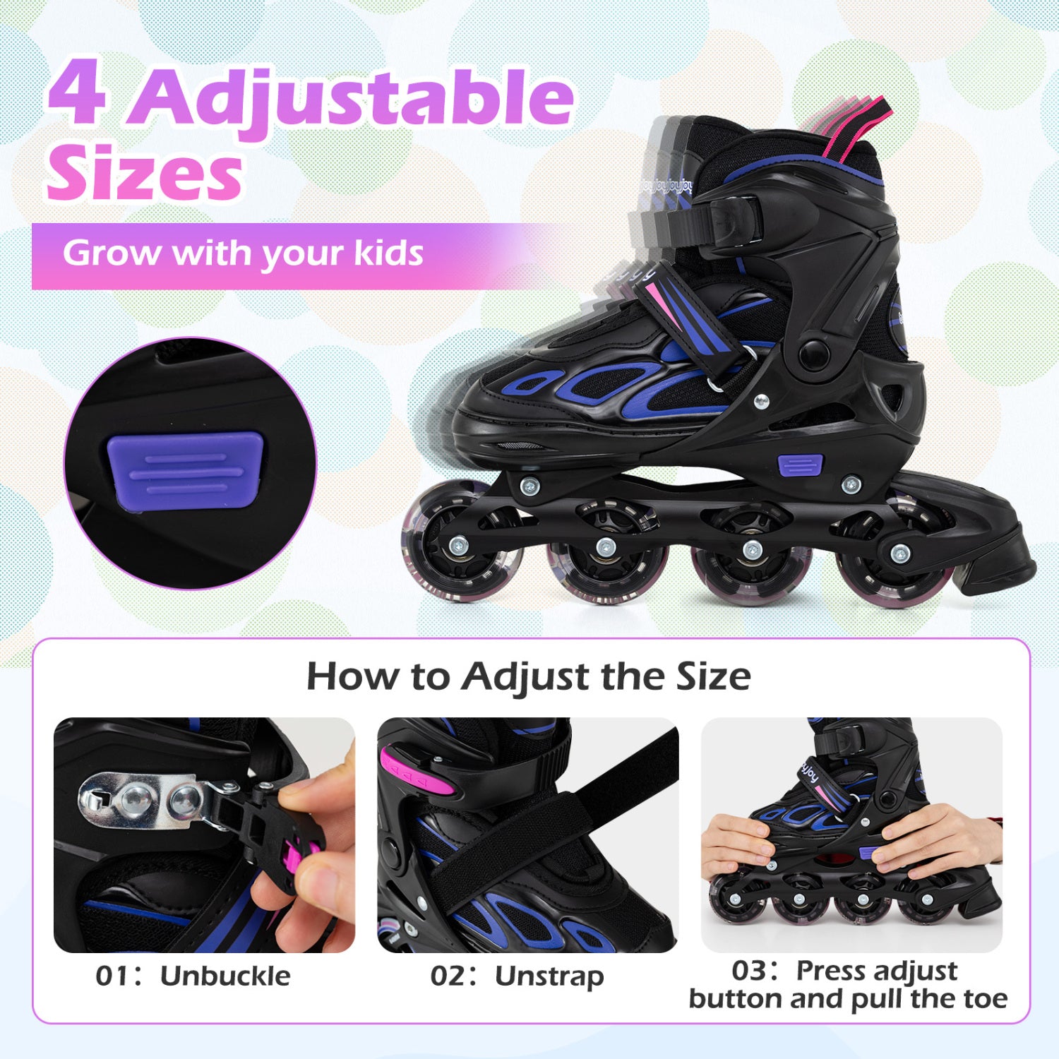 Adjustable Kids' Incline Skates 4 Sizes Adjustable Blade Roller, Purple Toy Sports at Gallery Canada