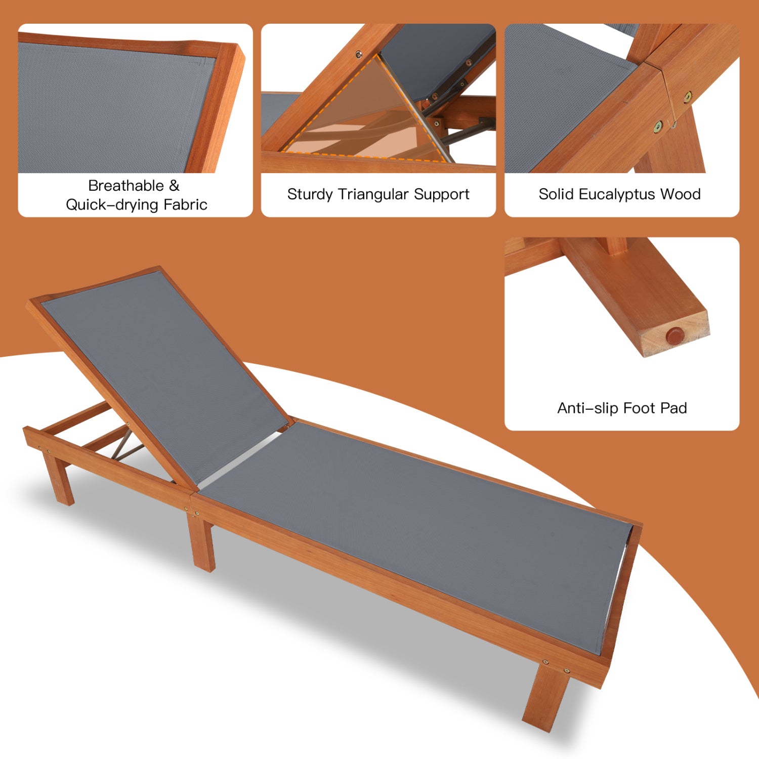 Adjustable Outdoor Wood Chaise Lounge Chair Outdoor Chaise Lounges at Gallery Canada