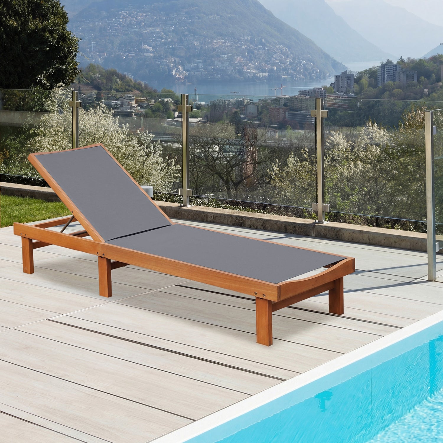 Adjustable Outdoor Wood Chaise Lounge Chair Outdoor Chaise Lounges at Gallery Canada