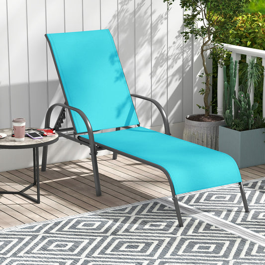 Adjustable Patio Chaise Folding Lounge Chair, Turquoise Outdoor Chaise Lounges Turquoise at Gallery Canada