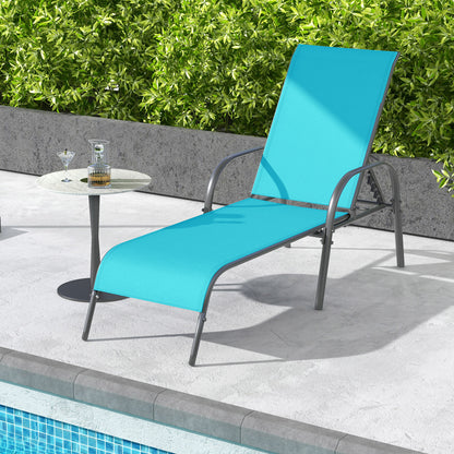 Adjustable Patio Chaise Folding Lounge Chair, Turquoise Outdoor Chaise Lounges at Gallery Canada