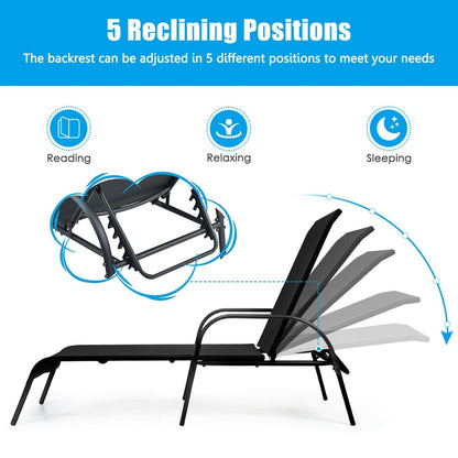 Adjustable Patio Chaise Lounge Chair, Black Outdoor Chaise Lounges at Gallery Canada