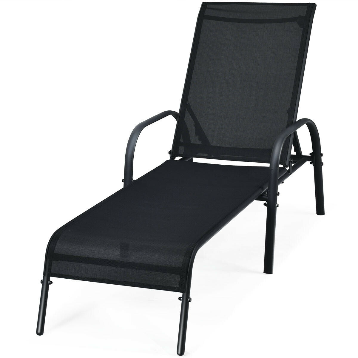 Adjustable Patio Chaise Lounge Chair, Black Outdoor Chaise Lounges at Gallery Canada
