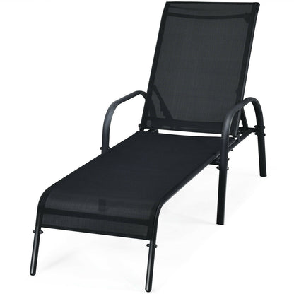 Adjustable Patio Chaise Lounge Chair, Black Outdoor Chaise Lounges at Gallery Canada