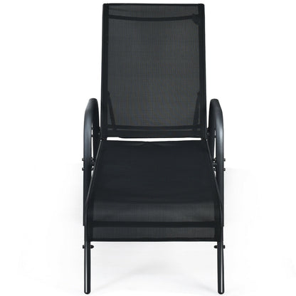 Adjustable Patio Chaise Lounge Chair, Black Outdoor Chaise Lounges at Gallery Canada