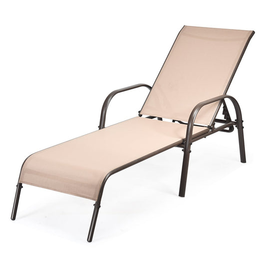 Adjustable Patio Chaise, Outdoor Folding Lounge Chair, Brown Outdoor Chaise Lounges Brown at Gallery Canada