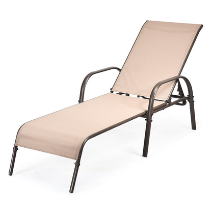 Adjustable Patio Chaise, Outdoor Folding Lounge Chair, Brown Outdoor Chaise Lounges Brown at Gallery Canada
