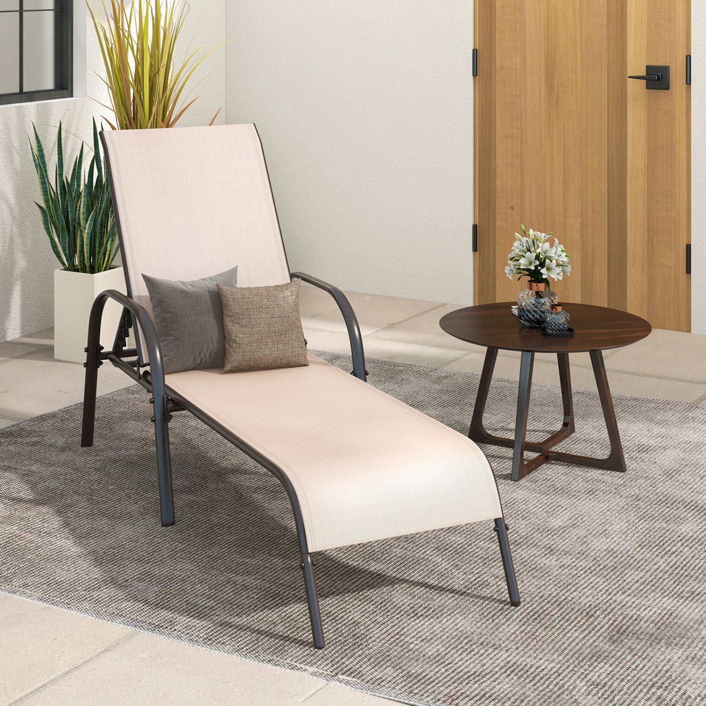 Adjustable Patio Chaise, Outdoor Folding Lounge Chair, Brown Outdoor Chaise Lounges at Gallery Canada