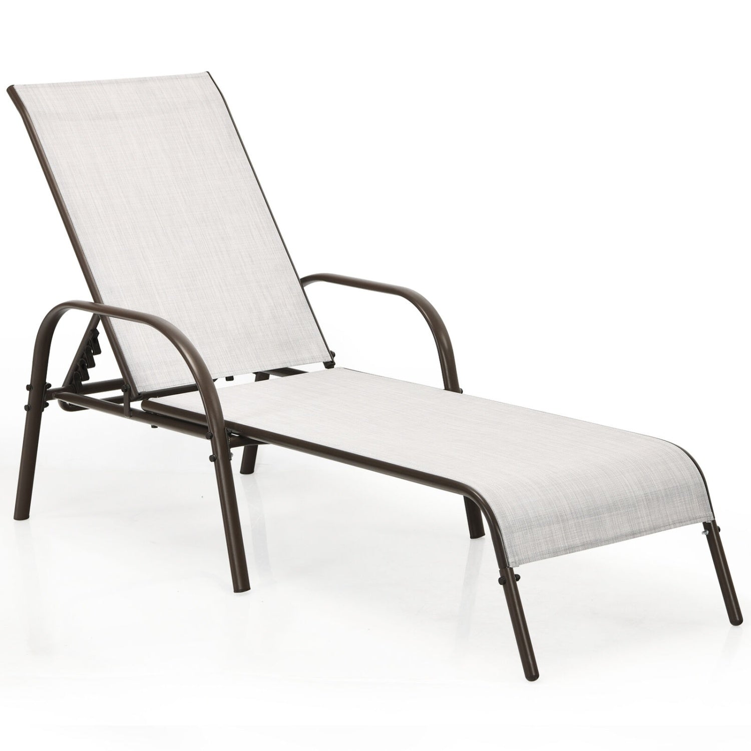 Adjustable Patio Chaise Lounge Chair, Folding, Gray Outdoor Chaise Lounges Gray at Gallery Canada