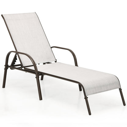 Adjustable Patio Chaise Lounge Chair, Folding, Gray Outdoor Chaise Lounges Gray at Gallery Canada