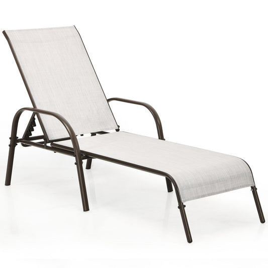 Adjustable Patio Chaise Lounge Chair, Folding, Gray Outdoor Chaise Lounges Gray at Gallery Canada