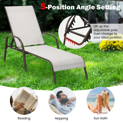 Adjustable Patio Chaise Lounge Chair, Folding, Gray Outdoor Chaise Lounges at Gallery Canada