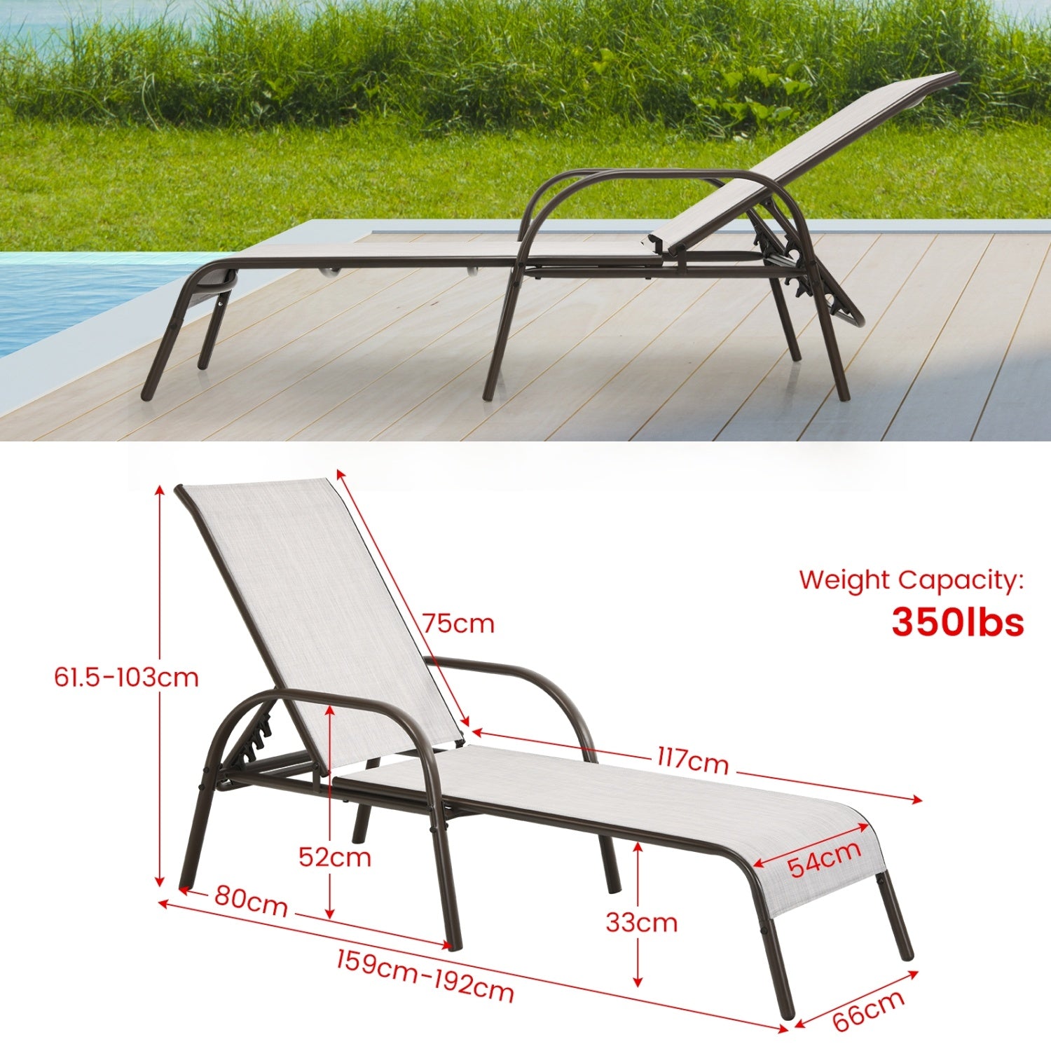 Adjustable Patio Chaise Lounge Chair, Folding, Gray Outdoor Chaise Lounges at Gallery Canada