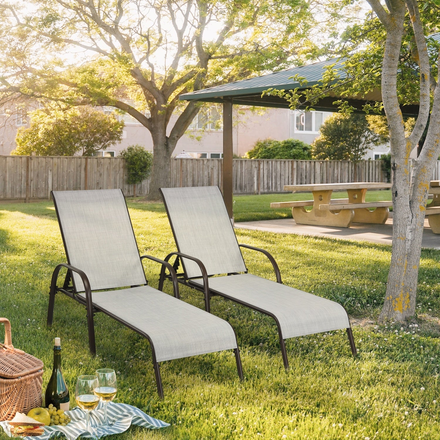 Adjustable Patio Chaise Lounge Chair, Folding, Gray Outdoor Chaise Lounges at Gallery Canada