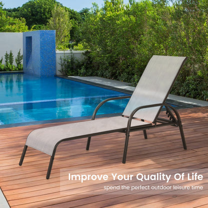 Adjustable Patio Chaise Lounge Chair, Folding, Gray Outdoor Chaise Lounges at Gallery Canada