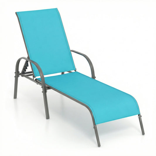 Adjustable Patio Chaise Folding Lounge Chair, Turquoise Outdoor Chaise Lounges Turquoise at Gallery Canada