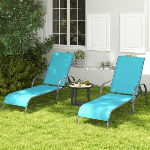 Adjustable Patio Chaise Folding Lounge Chair, Turquoise