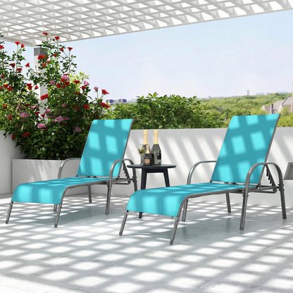 Adjustable Patio Chaise Folding Lounge Chair, Turquoise Outdoor Chaise Lounges at Gallery Canada