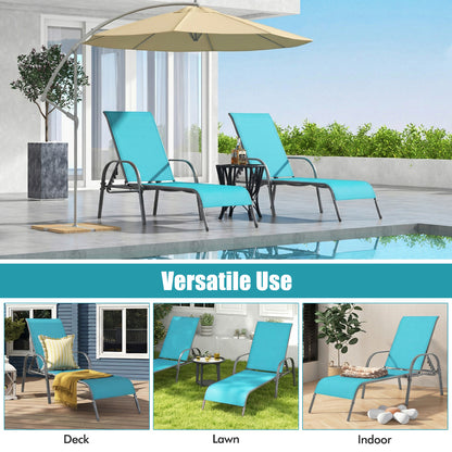 Adjustable Patio Chaise Folding Lounge Chair, Turquoise Outdoor Chaise Lounges at Gallery Canada