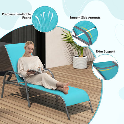 Adjustable Patio Chaise Folding Lounge Chair, Turquoise Outdoor Chaise Lounges at Gallery Canada