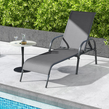 Adjustable Patio Chaise Folding Lounge Chair, Dark Gray Outdoor Chaise Lounges at Gallery Canada