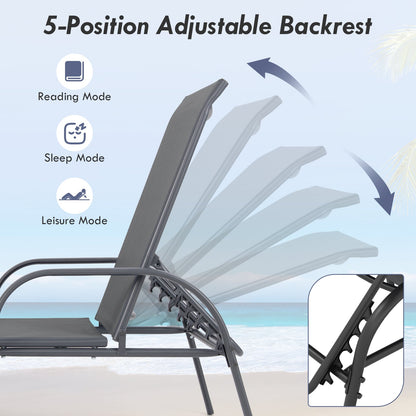 Adjustable Patio Chaise Folding Lounge Chair, Dark Gray Outdoor Chaise Lounges at Gallery Canada