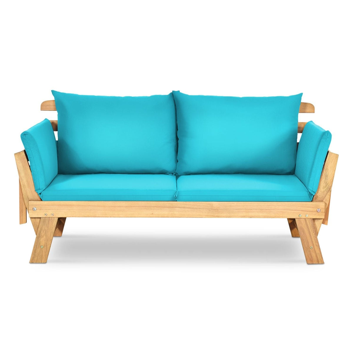 Canapé convertible de patio réglable, coussin épais, turquoise