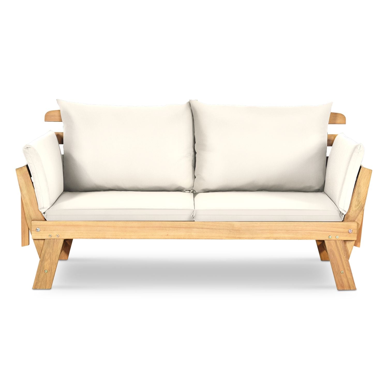 Adjustable Patio Convertible Sofa with Cushion, White Outdoor Benches White at Gallery Canada