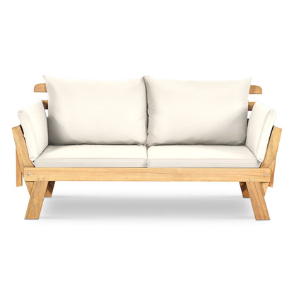 Adjustable Patio Convertible Sofa with Cushion, White Outdoor Benches White at Gallery Canada