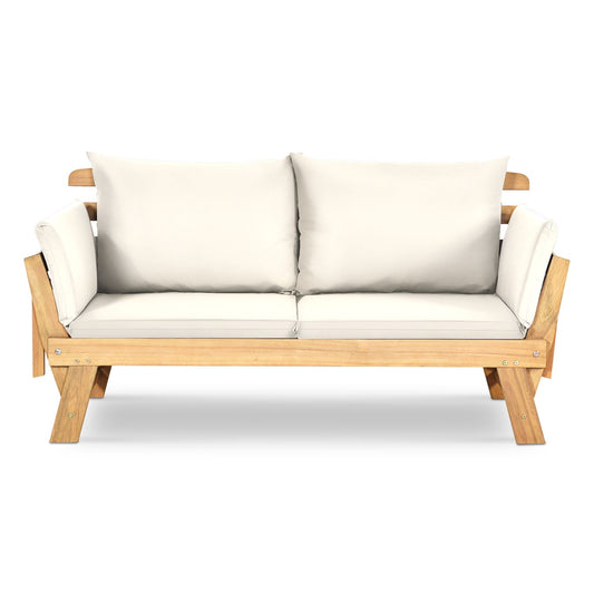 Adjustable Patio Convertible Sofa with Cushion, White Outdoor Benches White at Gallery Canada
