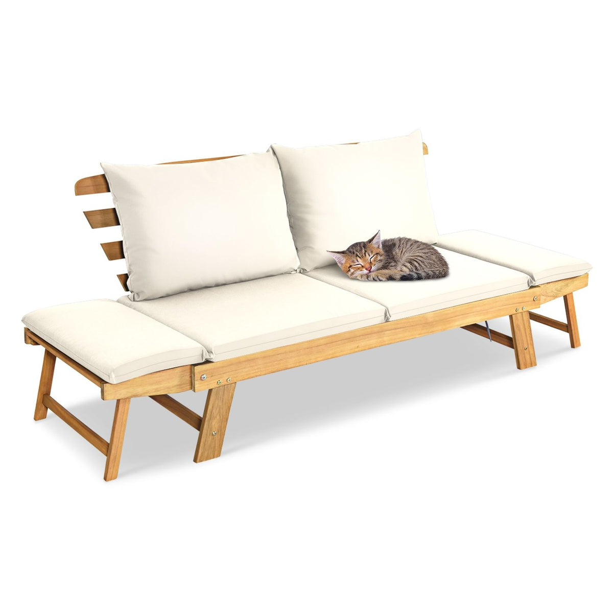 Adjustable Patio Convertible Sofa with Cushion, White Outdoor Benches at Gallery Canada