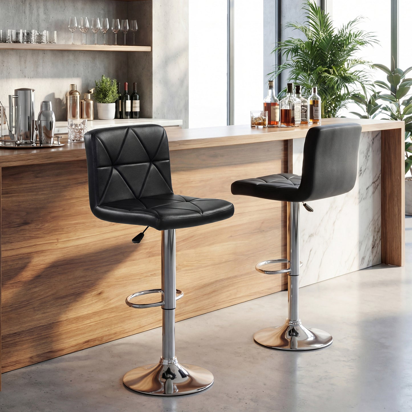Adjustable Swivel Barstools Set of 2, Black Bar Stools at Gallery Canada