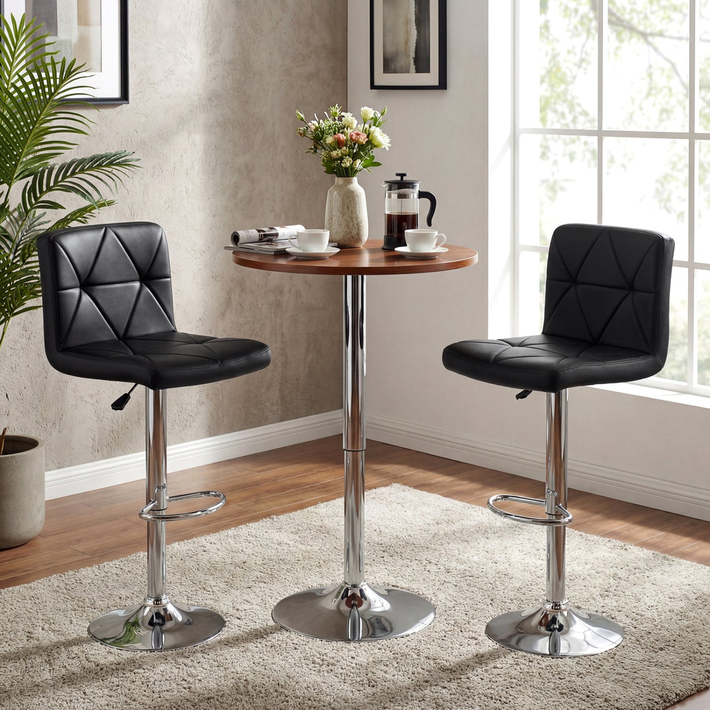 Adjustable Swivel Barstools Set of 2, Black Bar Stools at Gallery Canada