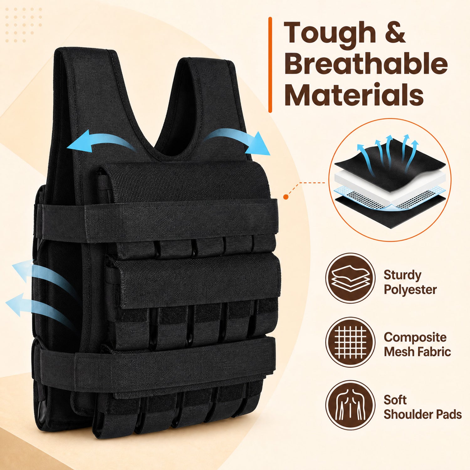 Adjustable Weighted Vest, Removable Iron Weights, Black Weights Accessories at Gallery Canada