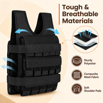 Adjustable Weighted Vest, Removable Iron Weights, Black Weights Accessories at Gallery Canada