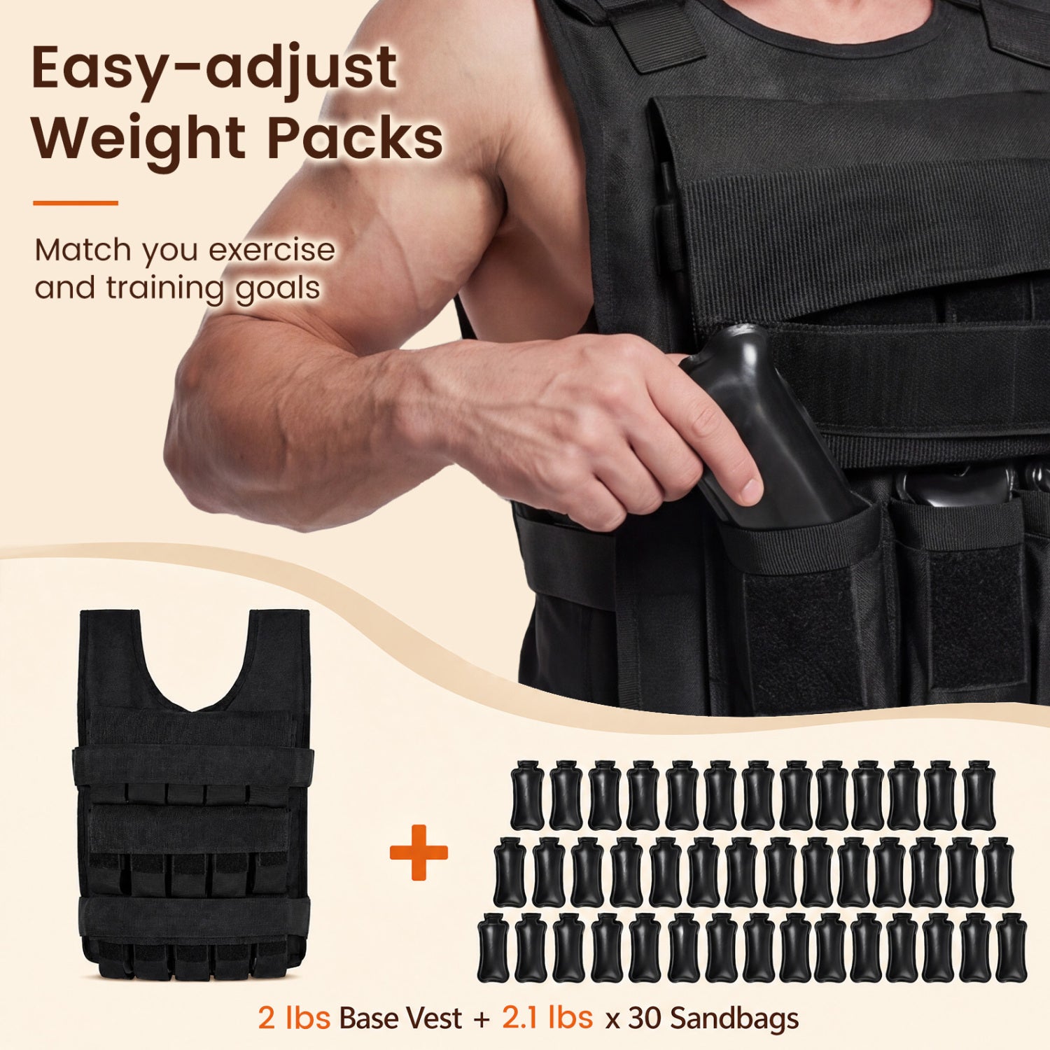 Adjustable Weighted Vest, Removable Iron Weights, Black Weights Accessories at Gallery Canada