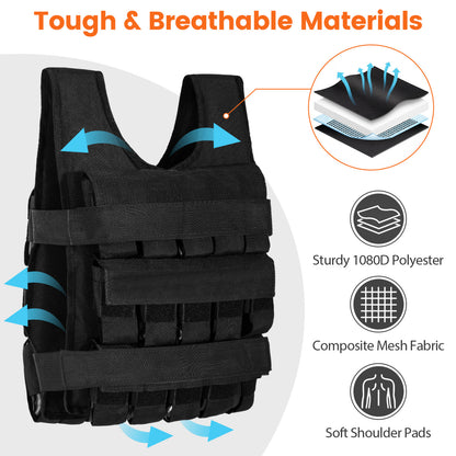 Weighted Vest, Removable Iron Weights, 66 lbs, M Weights Accessories at Gallery Canada