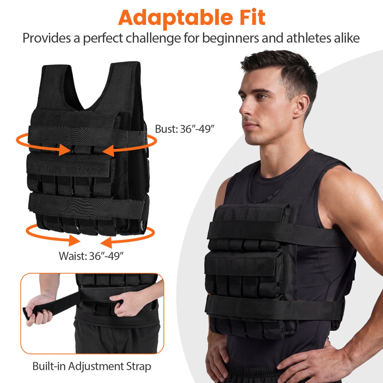 Weighted Vest, Removable Iron Weights, 66 lbs, M Weights Accessories at Gallery Canada
