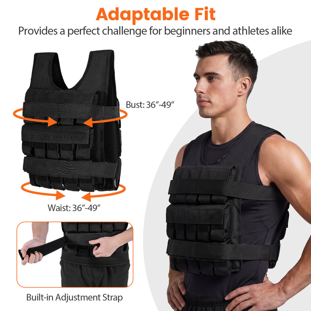 Weighted Vest, Removable Iron Weights, 66 lbs, M Weights Accessories at Gallery Canada
