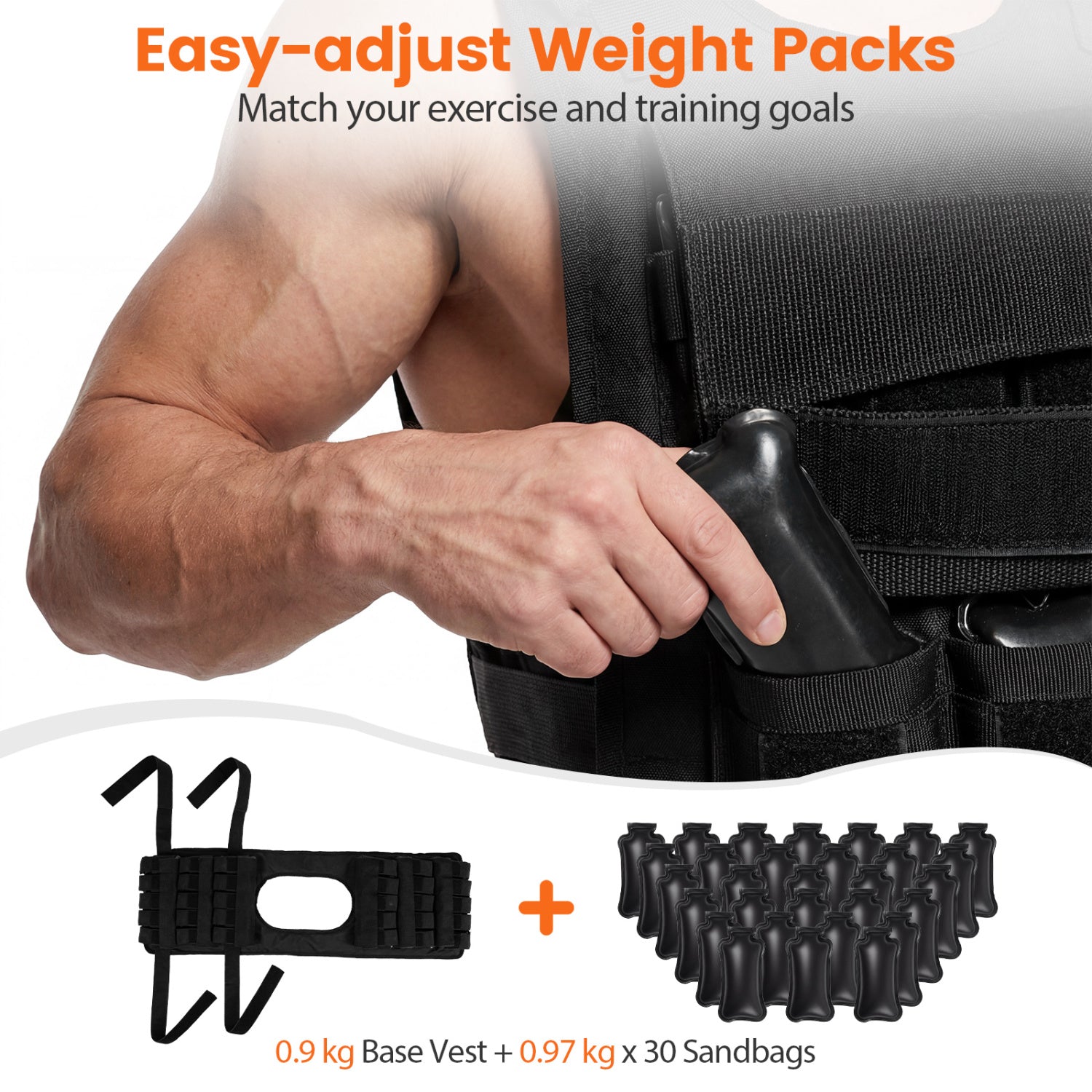 Weighted Vest, Removable Iron Weights, 66 lbs, M Weights Accessories at Gallery Canada