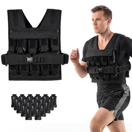 Adjustable Weighted Vest 44 lbs L, Removable Iron Weights