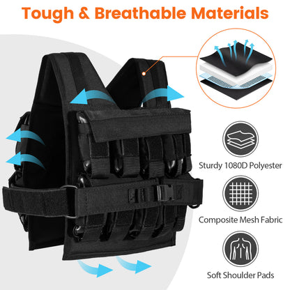 Adjustable Weighted Vest 44 lbs L, Removable Iron Weights Weights Accessories at Gallery Canada