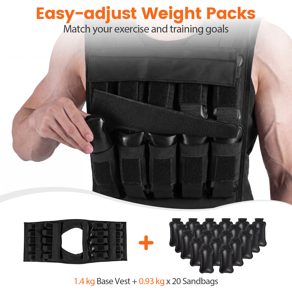 Adjustable Weighted Vest 44 lbs L, Removable Iron Weights Weights Accessories at Gallery Canada