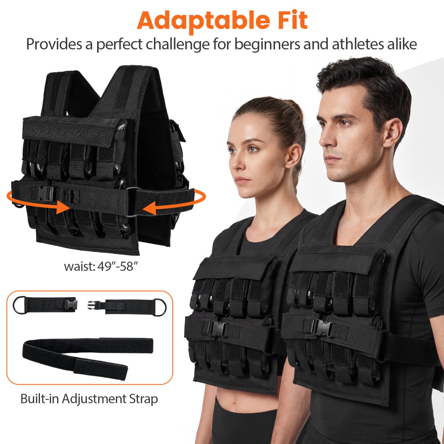 Adjustable Weighted Vest 44 lbs L, Removable Iron Weights Weights Accessories at Gallery Canada