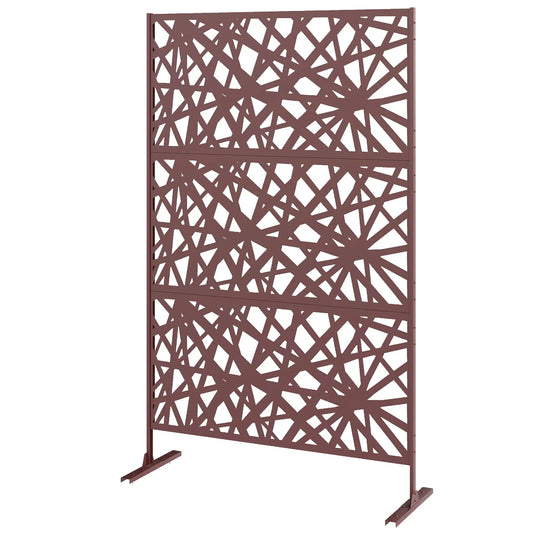 Metal Outdoor Privacy Screen, 78" x 48", Dark Brown