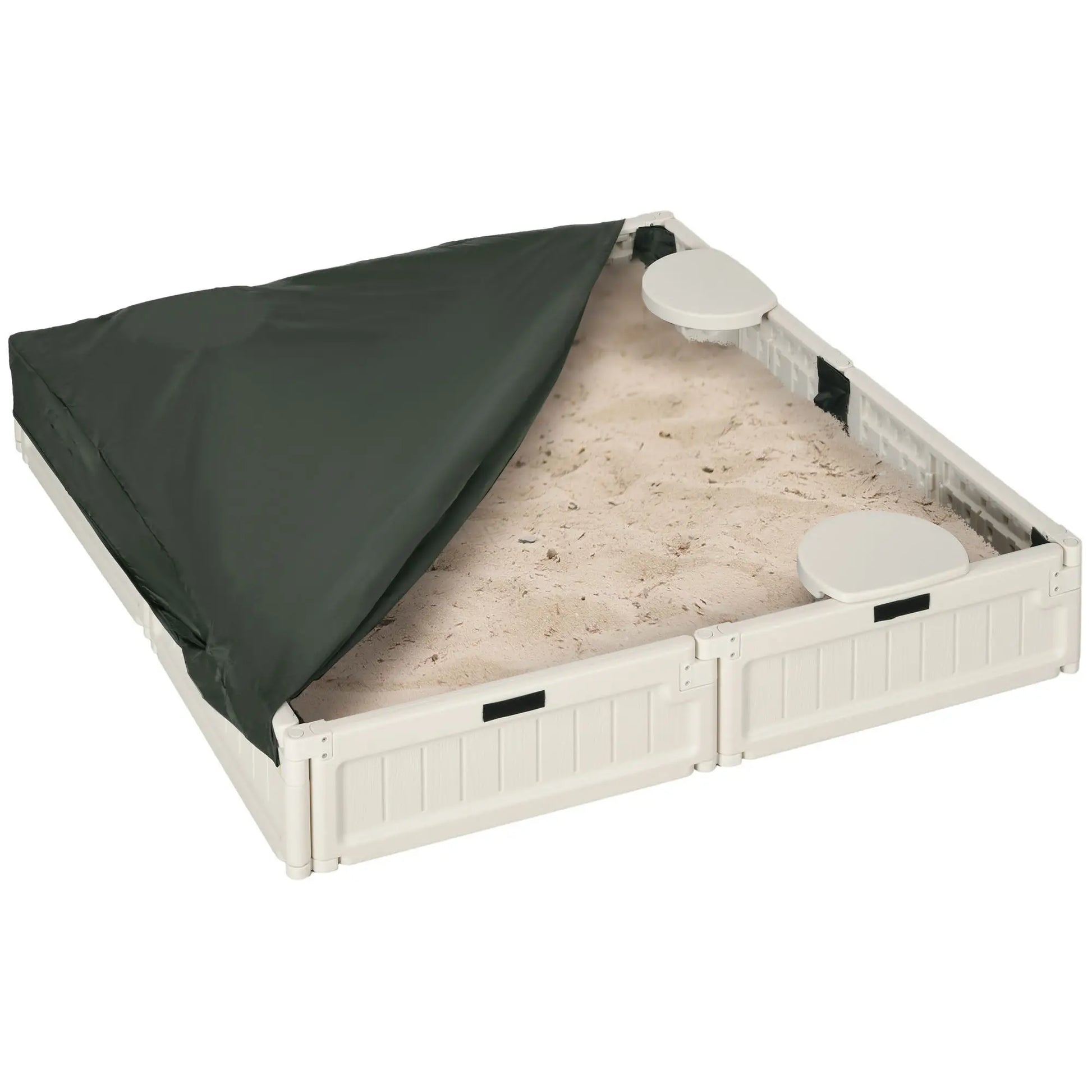 Kids Outdoor Sandbox with Canopy, Fabric Liner, Cream White Sandboxes & Accessories at Gallery Canada