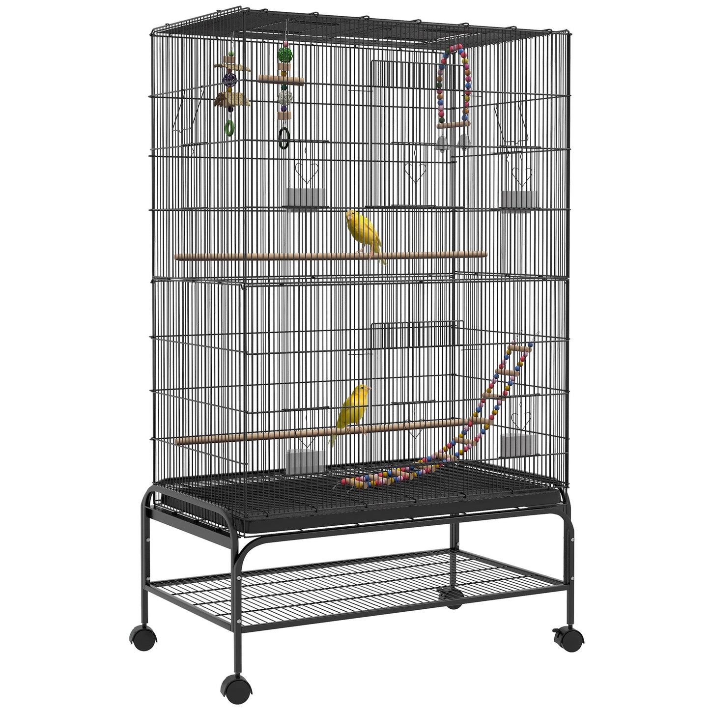 63" Bird Cage w/ Open Top for Budgies, Cockatiels, Lovebirds Finches, Stand, Toys, Removable Tray, Storage Shelf at Gallery Canada