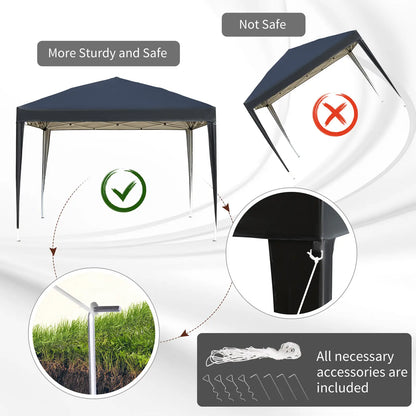 10 x 10ft Folding Pop Up Tent, Outdoor Gazebo Canopy, Black Pop Up Canopies at Gallery Canada